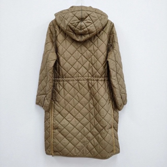 45R /45Rpm Nylon Quilted Long Hoodie Quilted Coat Beige 4-0130T 4-0130 - Picture 2 of 4